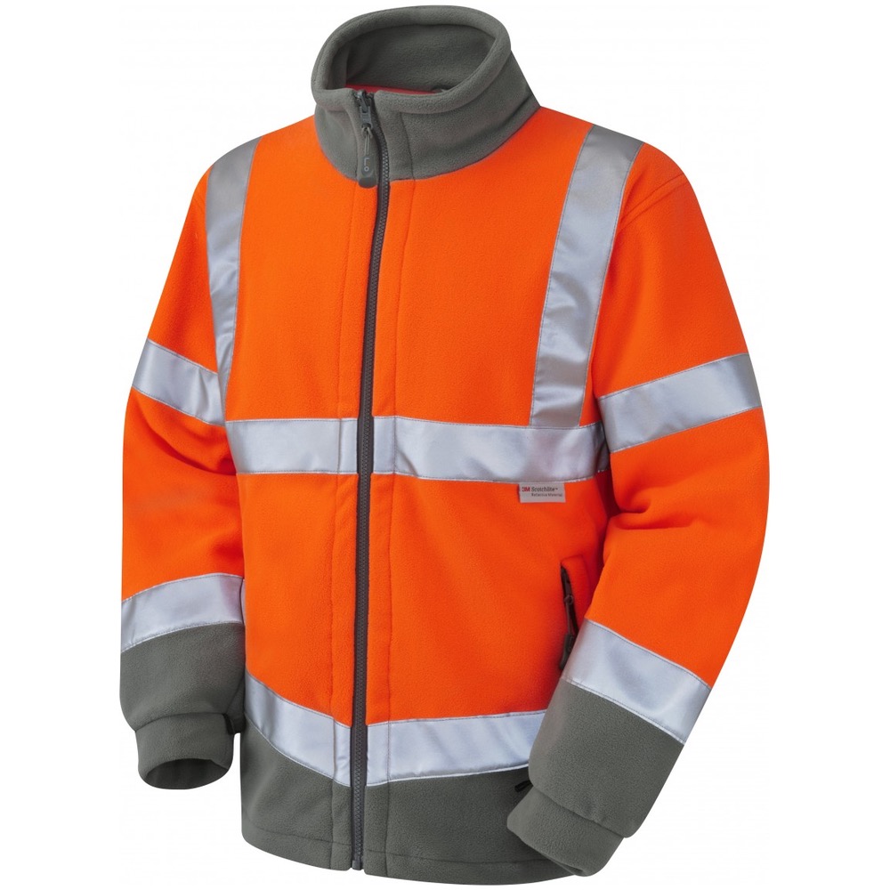 Leo Workwear F01-O Hartland Two Tone EcoViz Hi Vis Fleece Jacket  RIS-3279-TOM Orange / Graphite Grey